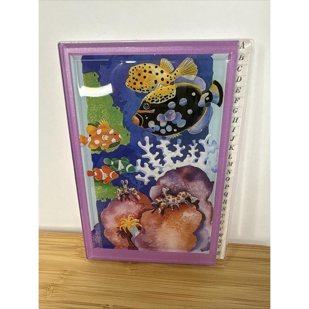 Vintage 90's Tropical Fish Mini Address Book 5.5" X 4" Purple Y2K‎